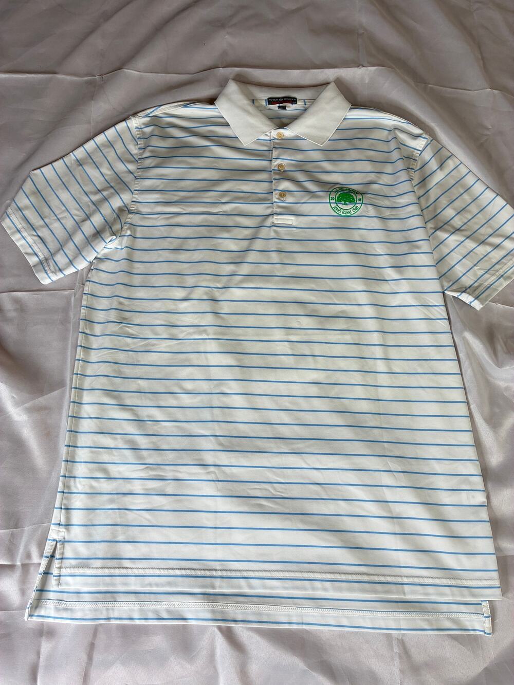 Peter Millar Summer Comfort Polo Mens L White Blue Stripe USGA Mid-Amateur 2015